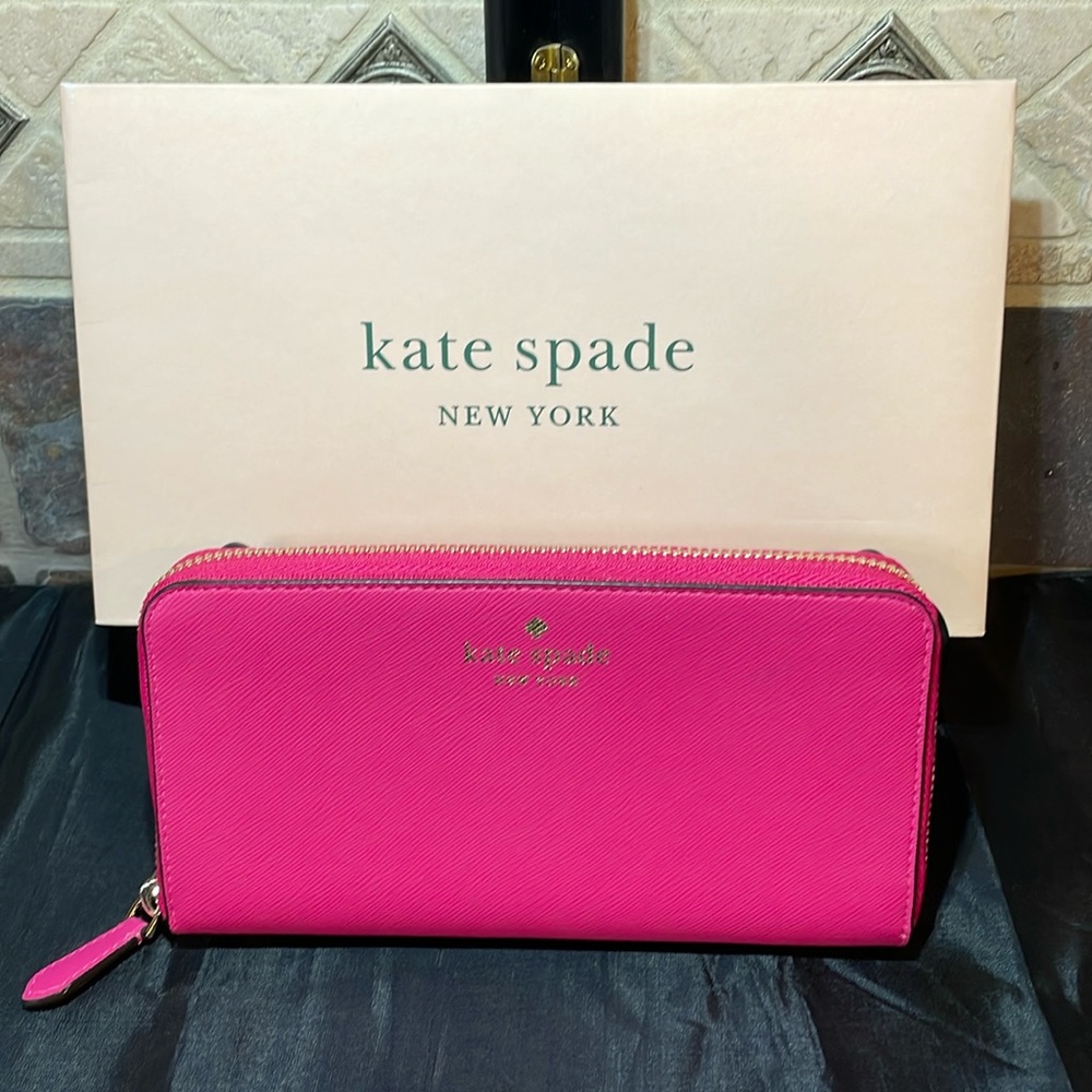 NWT Kate Spade HOT PINK Dana Continental Long wallet with gift box